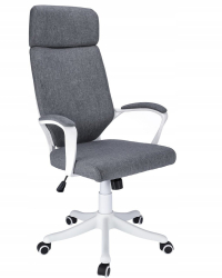 Scaun de birou Jumi rotativ functie tilt textil gri si alb max 120 kg 64x65x111-120 cm 