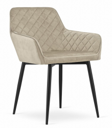 Scaun stil fotoliu bucatarie/living Artool Nola catifea metal bej si negru 58x57x79 cm 