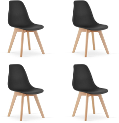 Set 4 scaune bucatarie/living Artool Kito PP lemn negru si natur 46x54.5x80 cm 