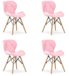 Set 4 scaune stil scandinav Artool Lago piele ecologica lemn roz 47x52x73 cm 
