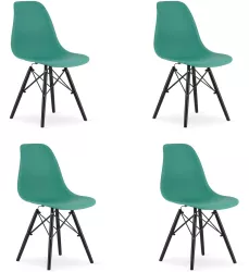Set 4 scaune stil scandinav Artool Osaka PP lemn verde si negru 46x54x81 cm 