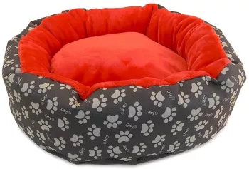 Culcus moale cu perna pentru caine/pisica culoare roz impermeabil baza antiderapanta 50 cm 