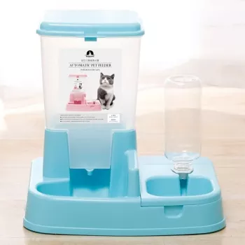 Distribuitor de alimente si apa pentru animale 2in1 culoare Albastru