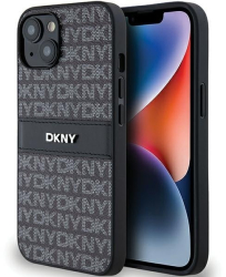 Husa iPhone 15 - DKNY Leather Mono Stripe & Metal Logo DKHCP14SPRTHSLK - Black 