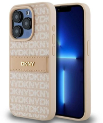 Husa iPhone 15 Pro - DKNY Leather Mono Stripe & Metal Logo DKHCP15LPRTHSLP - Pink 