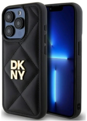 Husa iPhone 15 Pro - DKNY Leather Quilted Stack Logo DKHCP15LPQDSLK - Black 