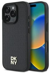 Husa iPhone 16 Pro - DKNY Leather Hardcase Repeat Pattern Stack Logo MagSafe DKHMP16LPSHRPSK - Black 
