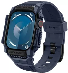 Husa pentru Apple Watch 10 46mm + Curea - Spigen Rugged Armor Pro - Navy Blue 