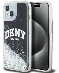 Husa pentru iPhone 15 - DKNY Hardcase Liquid Glitter Big Logo DKHCP15SLBNAEK - Black 