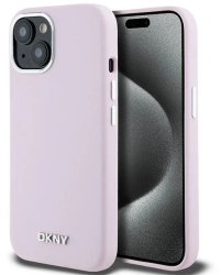 Husa pentru iPhone 15 - DKNY Hardcase Liquid Silicone Small Metal Logo MagSafe DKHMP15SSMCHLP - Pink