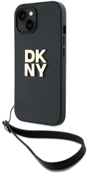 Husa pentru iPhone 15 Plus - DKNY Hardcase Wrist Strap Stock Logo DKHCP15MPBSWSK - Black 