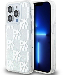 Husa pentru iPhone 15 Pro - DKNY Hardcase Liquid Glitter Multilogo DKHCP15LLCPEPT - White 