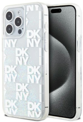 Husa pentru iPhone 15 Pro Max - DKNY Hardcase Liquid Glitter Multilogo DKHCP15XLCPEPT - White 