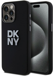 Husa pentru iPhone 15 Pro Max - DKNY Hardcase Liquid Silicone Metal Logo DKHCP15XSMCBSK - Black 