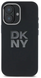 Husa pentru iPhone 16 - DKNY Hardcase Liquid Silicone Metal Logo DKHCP16SSMCBSK - Black 
