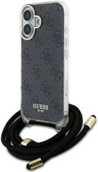 Husa pentru iPhone 16 - Guess Crossbody Cord 4G Print GUHCP16SHC4SEK - Black 