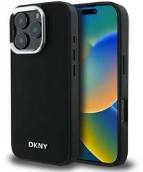 Husa pentru iPhone 16 Pro - DKNY Hardcase Plain Silver Logo MagSafe DKHMP16LPSCMCLK - Black 