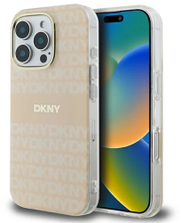 Husa pentru iPhone 16 Pro - DKNY Hardcase Repeat Texture Patern & Stripe MagSafe DKHMP16LHRHSEP - Pink 
