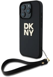 Husa pentru iPhone 16 Pro - DKNY Hardcase Wrist Strap Stock Logo DKHCP16LPBSWSK - Black 