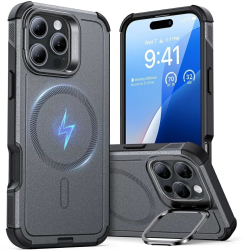 Husa pentru iPhone 16 Pro - ESR Cyber Armor Kickstand - Grey 