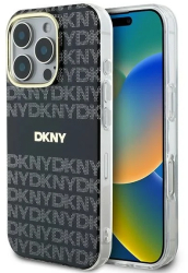 Husa pentru iPhone 16 Pro Max - DKNY Hardcase Repeat Texture Pattern With Stripe DKHMP16XHRHSEK - Black 