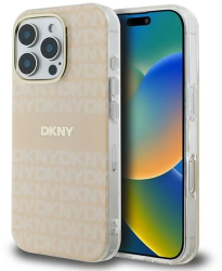 Husa pentru iPhone 16 Pro Max - DKNY Hardcase Repeat Texture Pattern With Stripe MagSafe DKHMP16XHRHSEP - Pink 