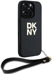 Husa pentru iPhone 16 Pro Max - DKNY Hardcase Wrist Strap Stock Logo DKHCP16XPBSWSK - Black 