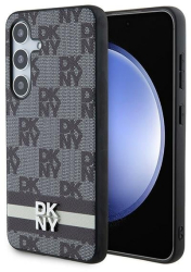 Husa Samsung Galaxy S24 - DKNY Leather Checkered Mono Pattern & Printed Stripes DKHCS24SPCPTSSK - Black 
