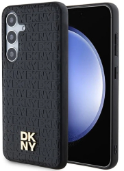 Husa Samsung Galaxy S24 Plus - DKNY Leather Pattern Metal Logo MagSafe DKHMS24MPSHRPSK - Black 