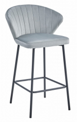 Scaun de bucatarie/bar Artool Gatta catifea otel argintiu si negru 43.5x36.5x90.5 cm 