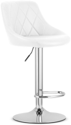 Scaun de bucatarie/bar Artool Kast rotativ piele ecologica alb si argintiu 45.5x48.5x85-105 cm 