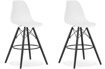 Set 2 scaune de bucatarie/bar Artool Lamal PP lemn alb si negru 54x55x107.5 cm 