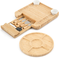 Set servire branzeturi 12 piese cu tava si cutite bambus 35.6 x 30 x 9 cm Vivo TK0119 