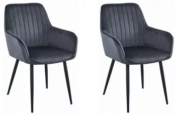 Set 2 scaune bucatarie/living Artool solden catifea metal gri inchis si negru 55x45.5x83.5 cm 