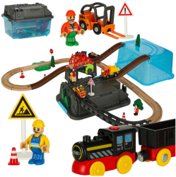 Set pista de curse din 55 de piese trenulet cu sina masini de constructii si accesorii 