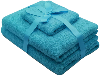 Set Prosoape 3 Piese 500 Gsm Fata Maini Corp Turquoise Somnart 