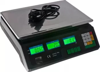 Cantar Electronic Comercial KlaussTech Afisaj dublu Masa maxima suportata 40 Kg Afisaj LCD Indicator nivelul baterie Culoare Negru 
