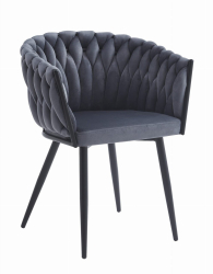 Scaun stil fotoliu bucatarie/living Artool Orion catifea metal gri inchis si negru 61x55x79 cm 