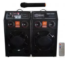 Set Boxe Profesionale JRH cu Microfon Wireless inclus Telecomanda USB Bluetooth SD Card Joc de Lumini AUX Ecran LED 
