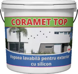 Vopsea lavabila de exterior cu silicon Coramet TOP Culoare alba pe baza de dispersie apoasa 8 5 litri