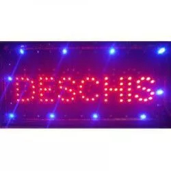 Reclama Luminoasa Deschis/Inchis Tehnologie LED Dimensiuni 50 x 25 cm Alimentare 220 V Design Modern Rosu/Albastru 