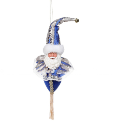 Decoratiune Craciun Glob Mos Craciun albastru 35cm