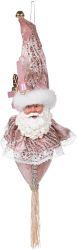 Decoratiune Craciun Glob Mos Craciun roz 35cm 