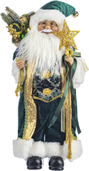 Decoratiune Craciun Mos Craciun cu catifea si blanita verde 45cm 