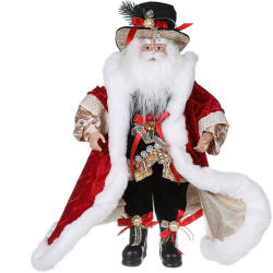 Decoratiune Craciun Mos Craciun Muschetar rosu si negru 45cm 