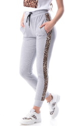 Pantaloni dama trening Grey lungi imprimeu animal print bumbac gri XL 