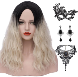 Peruca Blonda Ombre Cosplay pentru Femei Stil Par Mediu Ideala pentru Carnaval si Halloween 