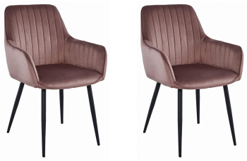 Set 2 scaune bucatarie/living Artool solden catifea metal roz si negru 55x45.5x83.5 cm 
