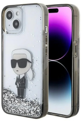 Husa pentru iPhone 15 - Karl Lagerfeld Hardcase Liquid Glitter KLHCP15SLKKNSK - Transparent Ikonik 