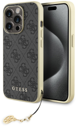 Husa pentru iPhone 15 Pro - Guess Hardcase 4G Charms Collection GUHCP15LGF4GGR - Grey 